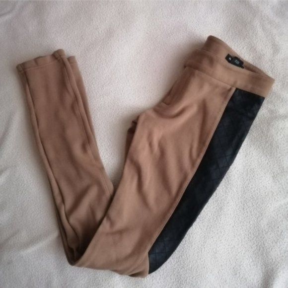 Club Monaco Tan Skinny Pants with Faux Leather Detailing - Picture 9 of 15